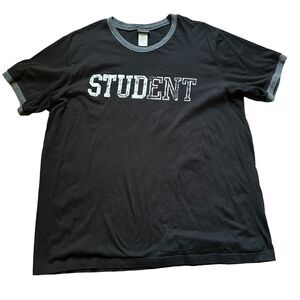 Vintage Joe Boxer Student Logo T Shirt Black Men's Size Large College Training